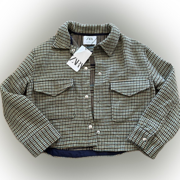 ZARA Houndstooth Cropped Jacket - Picture 1 of 5
